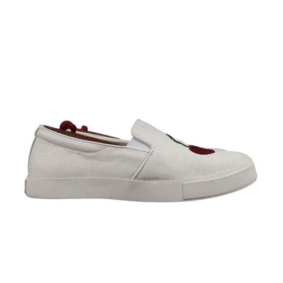 Katy Perry Shoes Womens 6 Sneaker Slip On Casual Cherry Sequin Kerry Flats White - Picture 2 of 13